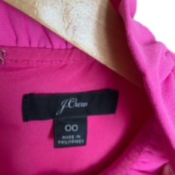 J. Crew Pink Ruffle-Neck Shift Dress in 365 Crepe 00 - Picture 2 of 4